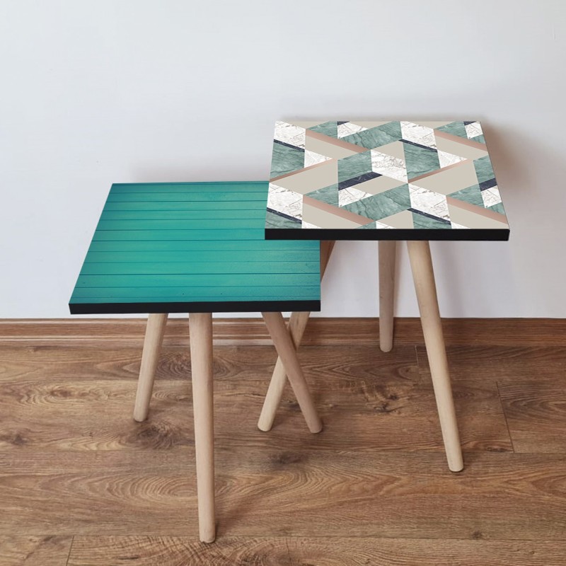 15563_0-800x800 Τραπέζια βοηθητικά Shape σαλονιού 2 τεμάχια μπλε άσπρο μπεζ navy blue MDF ξύλινα πόδια 35x47cm ed15563 - Image 1