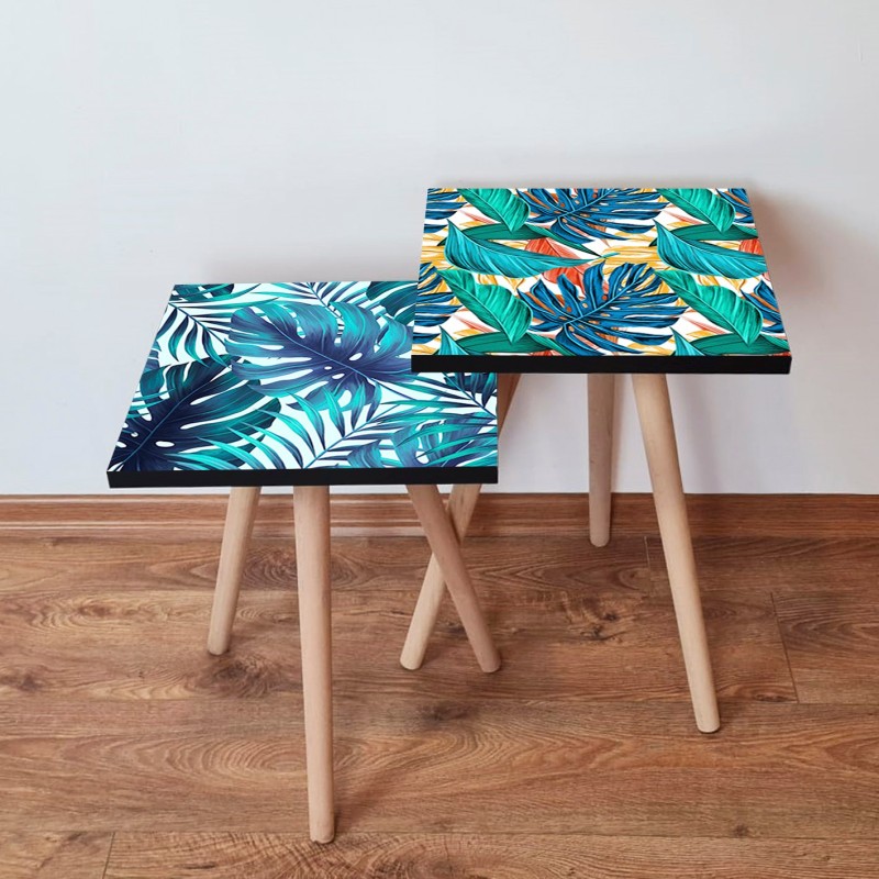 15569_0-800x800 Τραπέζια βοηθητικά Shape σαλονιού 2 τεμάχια multicolor MDF ξύλινα πόδια 35x47cm ed15569 - Image 1