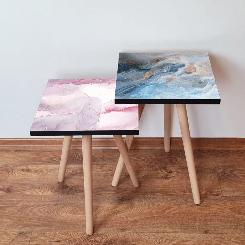 15577_0-800x800 Τραπέζια βοηθητικά Shape σαλονιού 2 τεμάχια Multicolor MDF ξύλινα πόδια 35x47cm ed15577 - Image 1