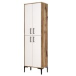 Ντουλάπι μπάνιου Berlin καρυδί άσπρη μελαμίνη 60x35x200cm μεταλλικά πόδια ed1557 - Image 3