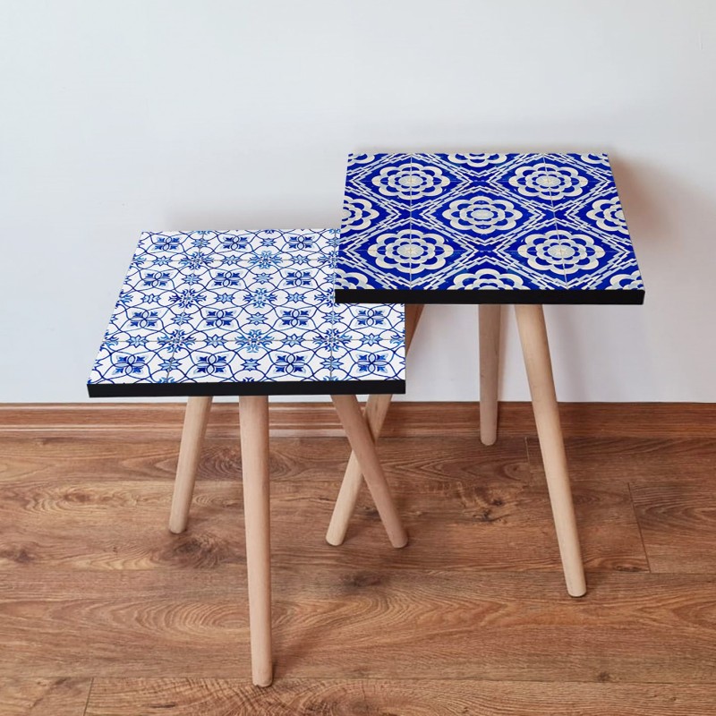 15580_0-800x800 Τραπέζια βοηθητικά Shape σαλονιού 2 τεμάχια navy blue άσπρο MDF ξύλινα πόδια 35x47cm ed15580 - Image 1