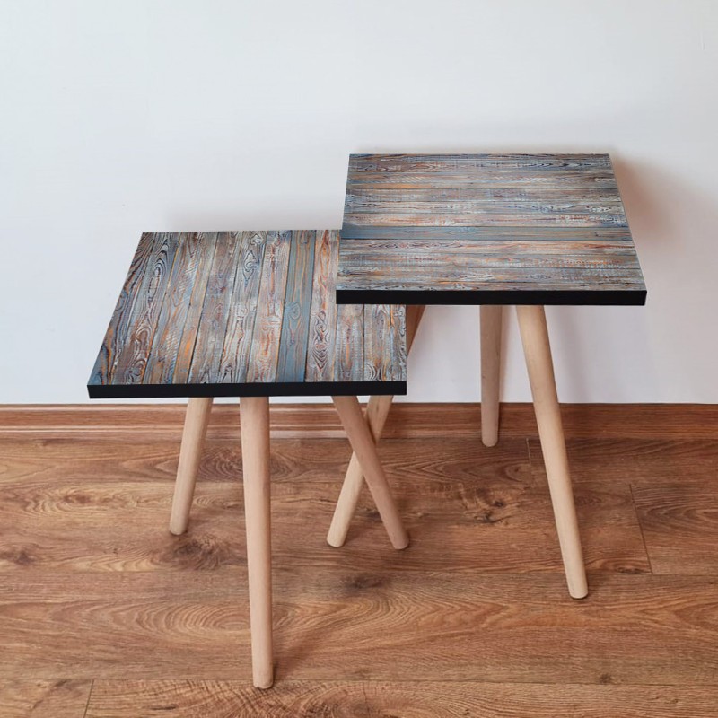 15614_0-800x800 Τραπέζια βοηθητικά Shape σαλονιού 2 τεμάχια μπλε γκρι MDF ξύλινα πόδια 35x47cm ed15614 - Image 1