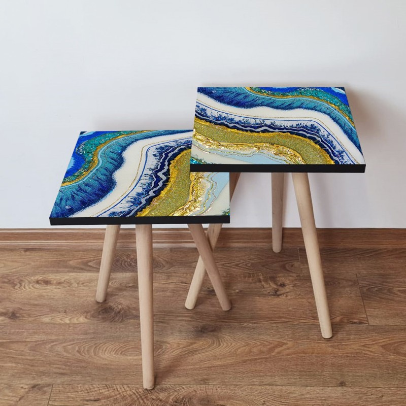 15617_0-800x800 Τραπέζια βοηθητικά Shape σαλονιού 2 τεμάχια multicolor MDF ξύλινα πόδια 35x47cm ed15617 - Image 1