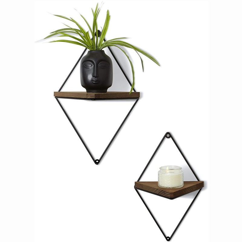 1562_0-800x800 Ραφιέρα Vain καρυδί μαύρο ξύλο μεταλλικό πλαίσιο 18x25 5x10εκ ed1562 - Image 1