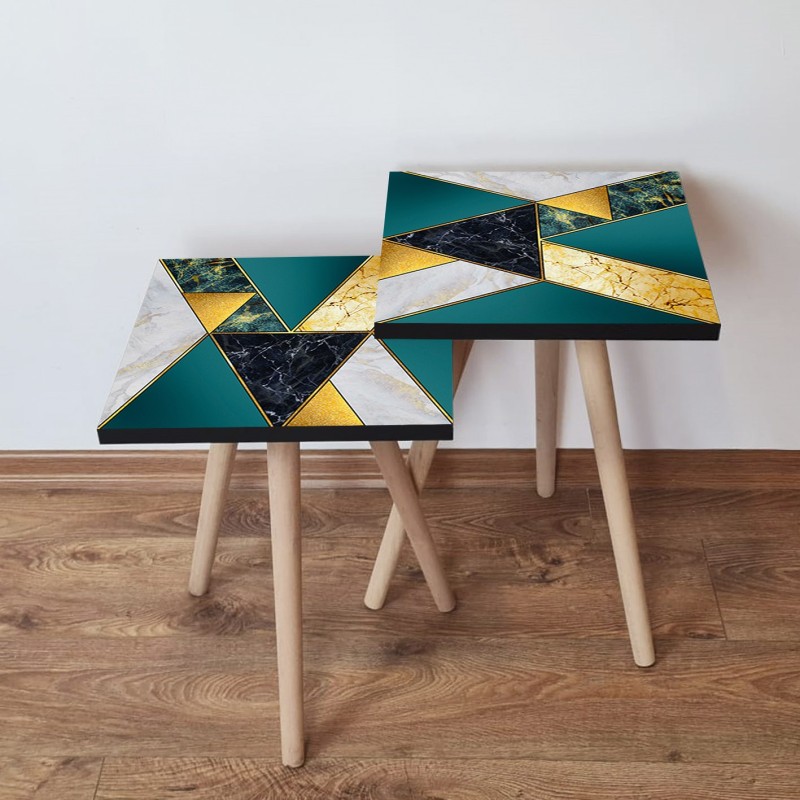 15632_0-800x800 Τραπέζια βοηθητικά Shape σαλονιού 2 τεμάχια Multicolor MDF ξύλινα πόδια 35x47cm ed15632 - Image 1