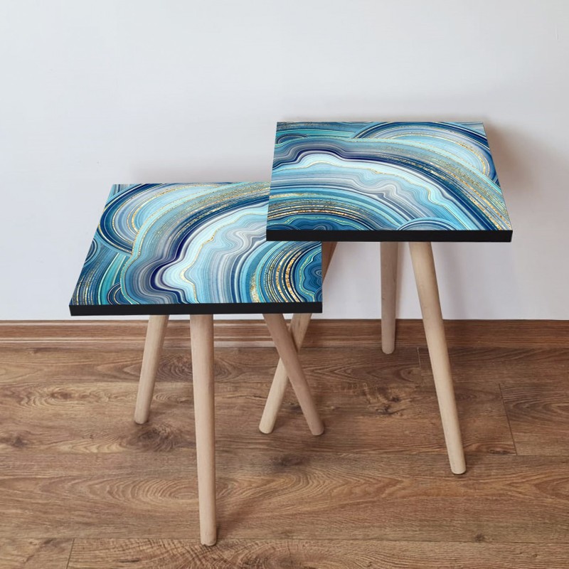 15635_0-800x800 Τραπέζια βοηθητικά Shape σαλονιού 2 τεμάχια navy blue χρυσό MDF ξύλινα πόδια 35x47cm ed15635 - Image 1