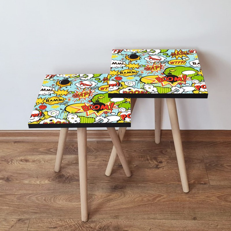 15636_0-800x800 Τραπέζια βοηθητικά Shape σαλονιού 2 τεμάχια multicolor MDF ξύλινα πόδια 35x47cm ed15636 - Image 1