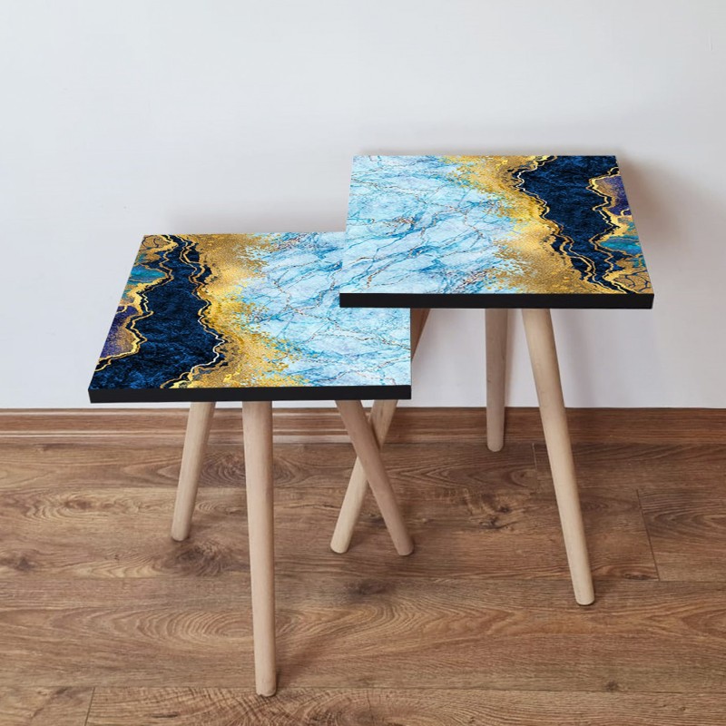 15639_0-800x800 Τραπέζια βοηθητικά Shape σαλονιού 2 τεμάχια navy blue χρυσό άσπρο MDF ξύλινα πόδια 35x47cm ed15639 - Image 1
