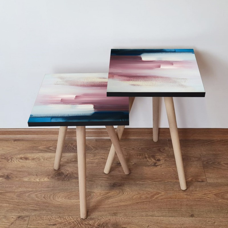 15642_0-800x800 Τραπέζια βοηθητικά Shape σαλονιού 2 τεμάχια navy blue άσπρο ροζ MDF ξύλινα πόδια 35x47cm ed15642 - Image 1