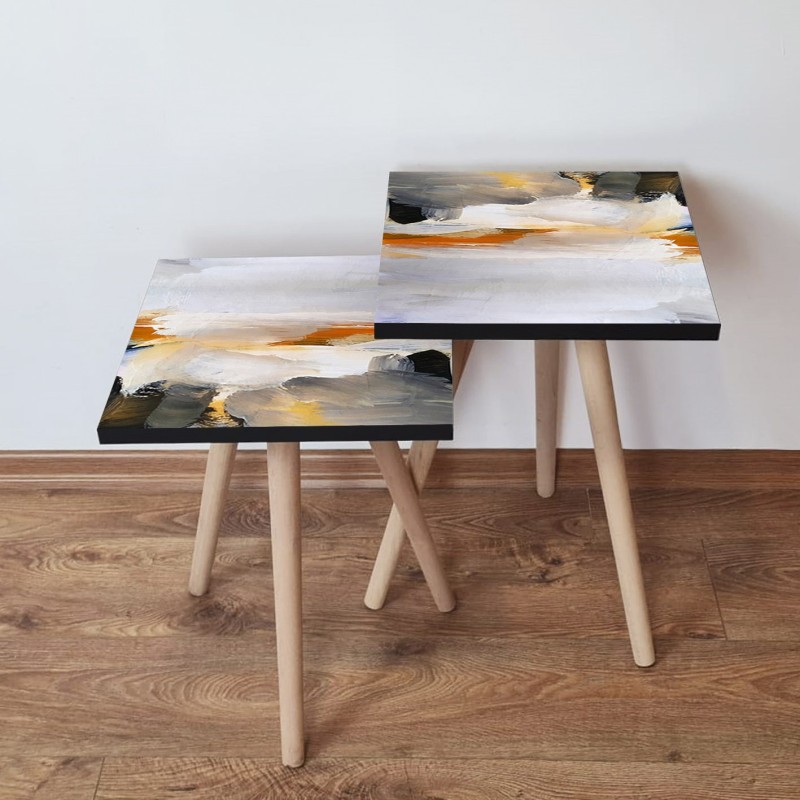 15643_0-800x800 Τραπέζια βοηθητικά Shape σαλονιού 2 τεμάχια multicolor MDF ξύλινα πόδια 35x47cm ed15643 - Image 1