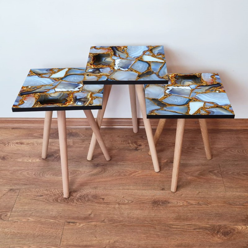 15649_0-800x800 Τραπέζια βοηθητικά Shape σαλονιού 3 τεμάχια multicolor MDF ξύλινα πόδια 35x52cm ed15649 - Image 1