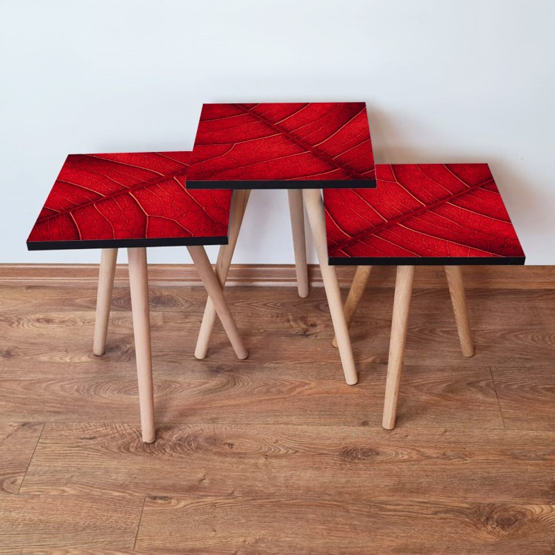 15653_0-800x800 Τραπέζια βοηθητικά Shape σαλονιού 3 τεμάχια κόκκινο MDF ξύλινα πόδια 35x52cm ed15653 - Image 1