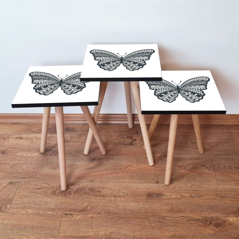 15670_0-800x800 Τραπέζια βοηθητικά Shape σαλονιού 3 τεμάχια άσπρο ανθρακί MDF ξύλινα πόδια 35x52cm ed15670 - Image 1