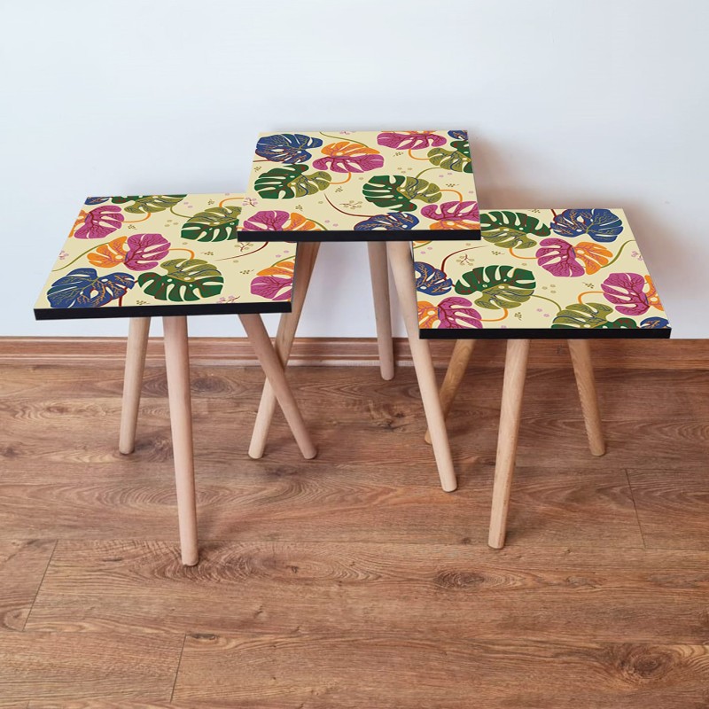 15691_0-800x800 Τραπέζια βοηθητικά Shape σαλονιού 3 τεμάχια multicolor MDF ξύλινα πόδια 35x52cm ed15691 - Image 1