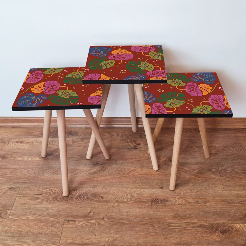 15693_0-800x800 Τραπέζια βοηθητικά Shape σαλονιού 3 τεμάχια multicolor MDF ξύλινα πόδια 35x52cm ed15693 - Image 1