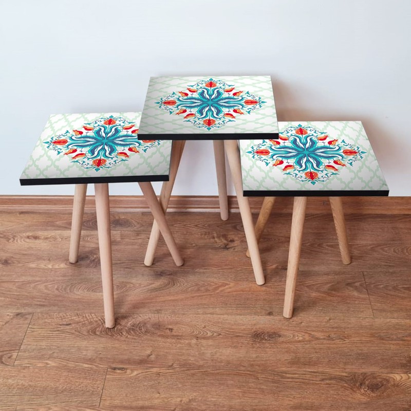 15696_0-800x800 Τραπέζια βοηθητικά Shape σαλονιού 3 τεμάχια multicolor MDF ξύλινα πόδια 35x52cm ed15696 - Image 1