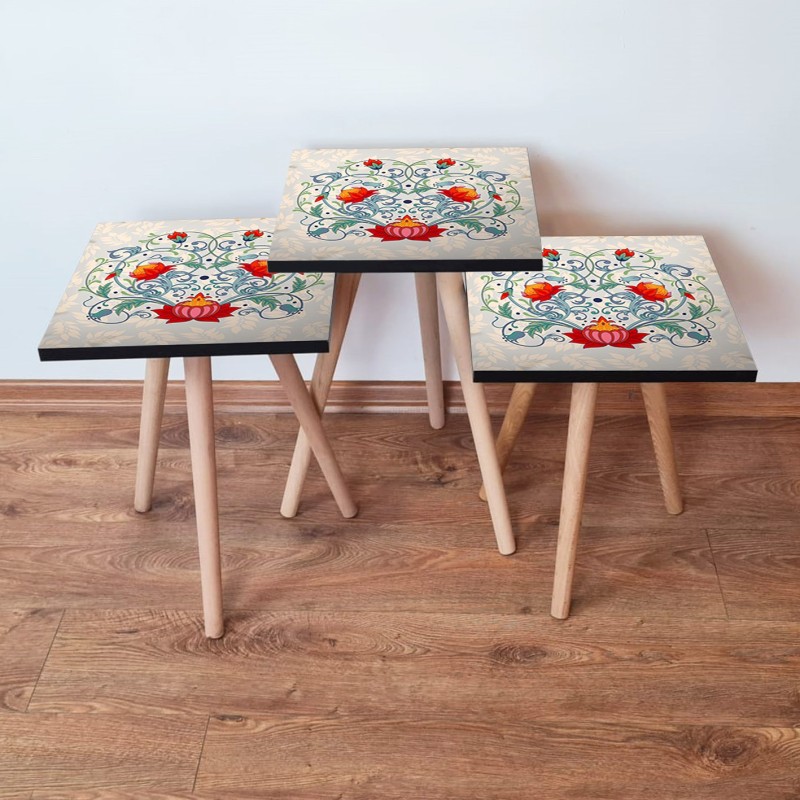 15697_0-800x800 Τραπέζια βοηθητικά Shape σαλονιού 3 τεμάχια multicolor MDF ξύλινα πόδια 35x52cm ed15697 - Image 1