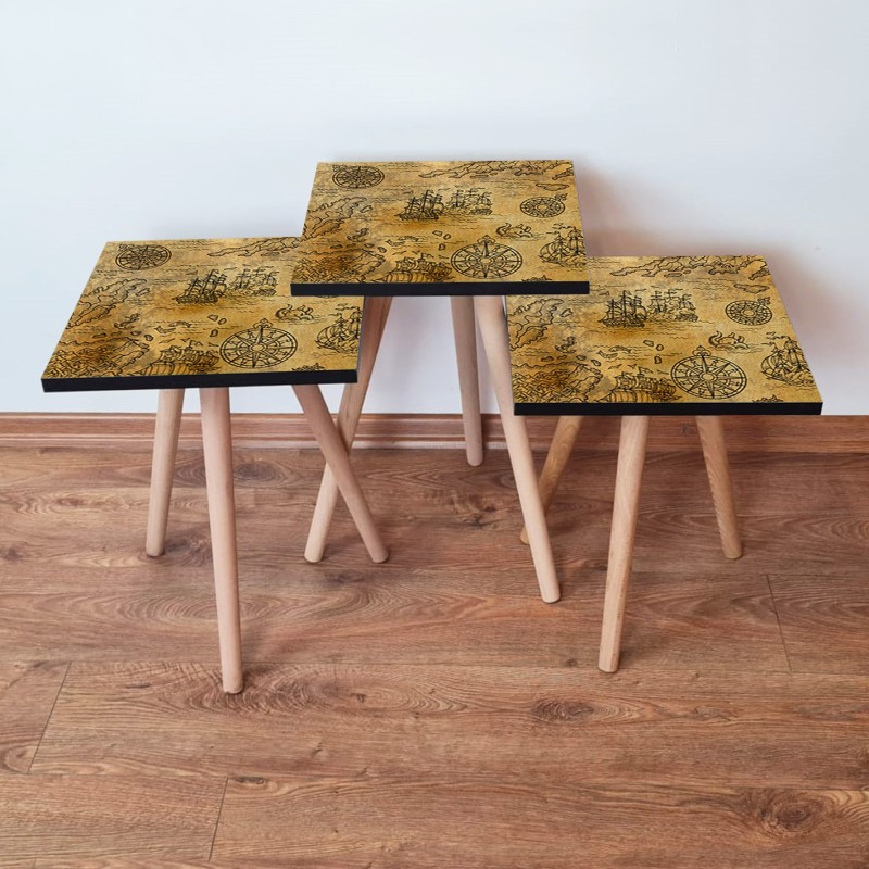 15698_0-800x800 Τραπέζια βοηθητικά Shape σαλονιού 3 τεμάχια camel MDF ξύλινα πόδια 35x52cm ed15698 - Image 1