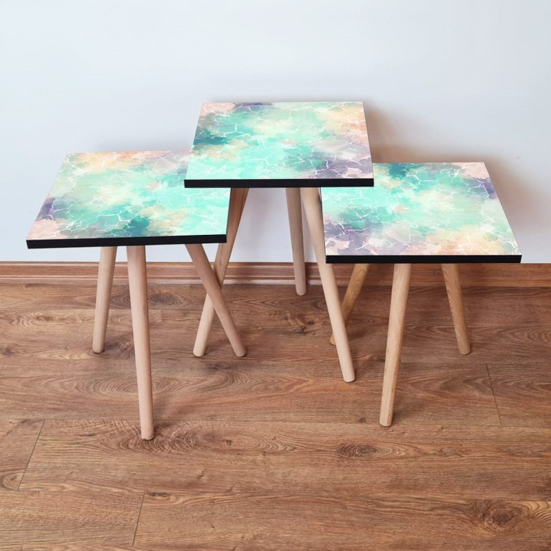 15701_0-800x800 Τραπέζια βοηθητικά Shape σαλονιού 3 τεμάχια Multicolor MDF ξύλινα πόδια 35x52cm ed15701 - Image 1