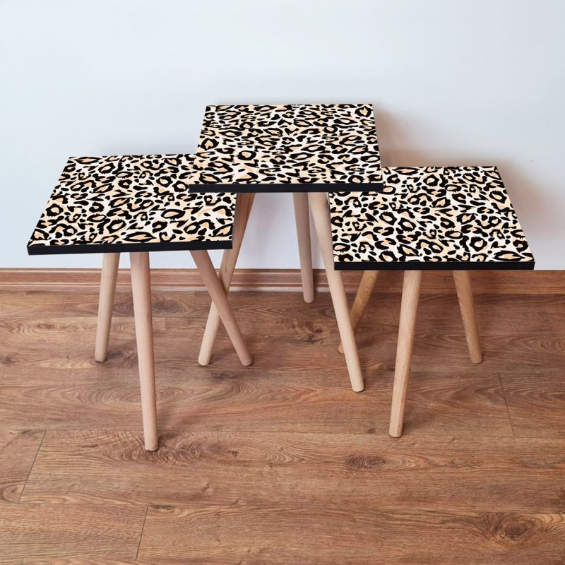 15704_0-800x800 Τραπέζια βοηθητικά Shape σαλονιού 3 τεμάχια μαύρο άσπρο salmon MDF ξύλινα πόδια 35x52cm ed15704 - Image 1