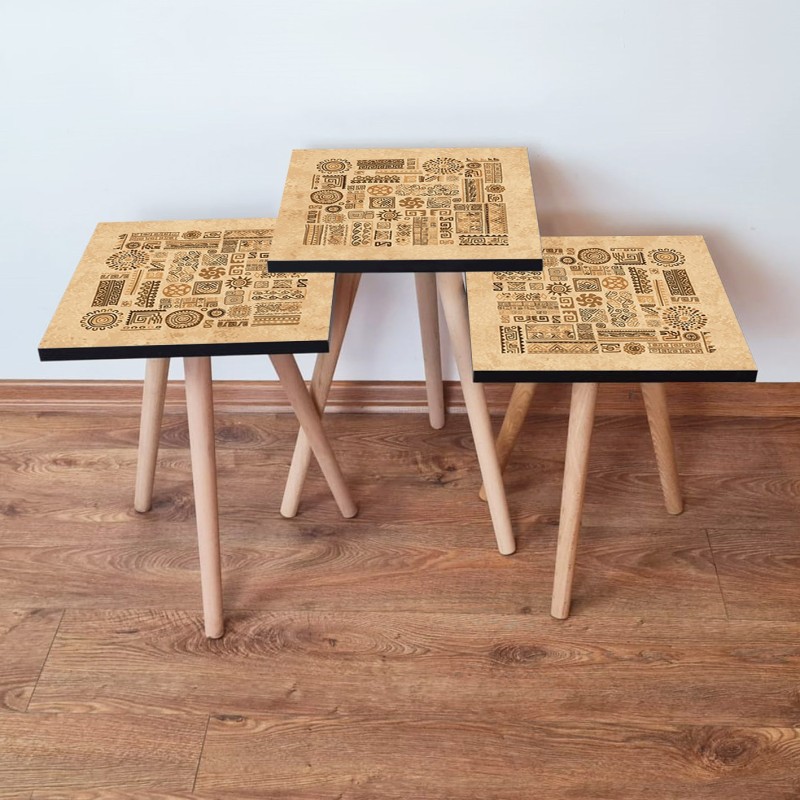 15705_0-800x800 Τραπέζια βοηθητικά Shape σαλονιού 3 τεμάχια camel καφέ MDF ξύλινα πόδια 35x52cm ed15705 - Image 1