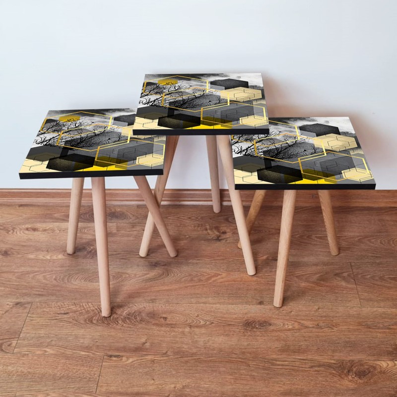 15715_0-800x800 Τραπέζια βοηθητικά Shape σαλονιού 3 τεμάχια μαύρο γκρι χρυσό MDF ξύλινα πόδια 35x52cm ed15715 - Image 1