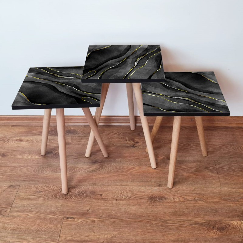 15716_0-800x800 Τραπέζια βοηθητικά Shape σαλονιού 3 τεμάχια μαύρο γκρι χρυσό MDF ξύλινα πόδια 35x52cm ed15716 - Image 1