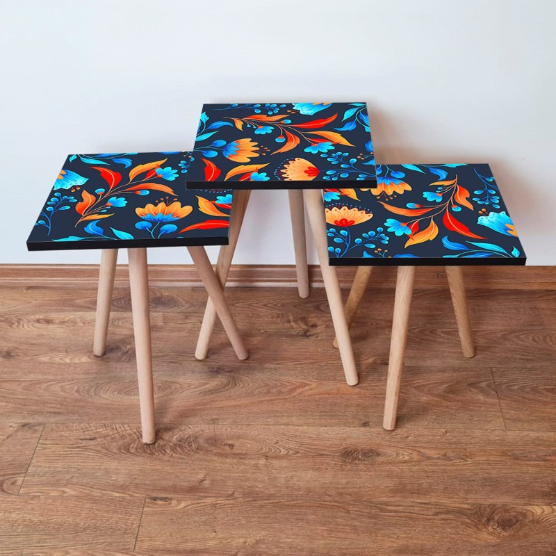 15718_0-800x800 Τραπέζια βοηθητικά Shape σαλονιού 3 τεμάχια multicolor MDF ξύλινα πόδια 35x52cm ed15718 - Image 1