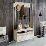 Έπιπλο εισόδου Devin άσπρο μελαμίνη μεταλλικά πόδια 94x35 3x180εκ ed1571 - Image 5