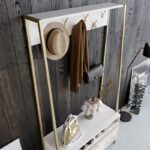 Έπιπλο εισόδου Devin άσπρο μελαμίνη μεταλλικά πόδια 94x35 3x180εκ ed1571 - Image 4