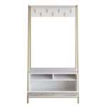 Έπιπλο εισόδου Devin άσπρο μελαμίνη μεταλλικά πόδια 94x35 3x180εκ ed1571 - Image 3