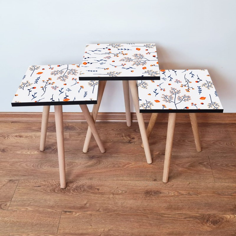 15725_0-800x800 Τραπέζια βοηθητικά Shape σαλονιού 3 τεμάχια navy blue πορτοκαλί MDF ξύλινα πόδια 35x52cm ed15725 - Image 1