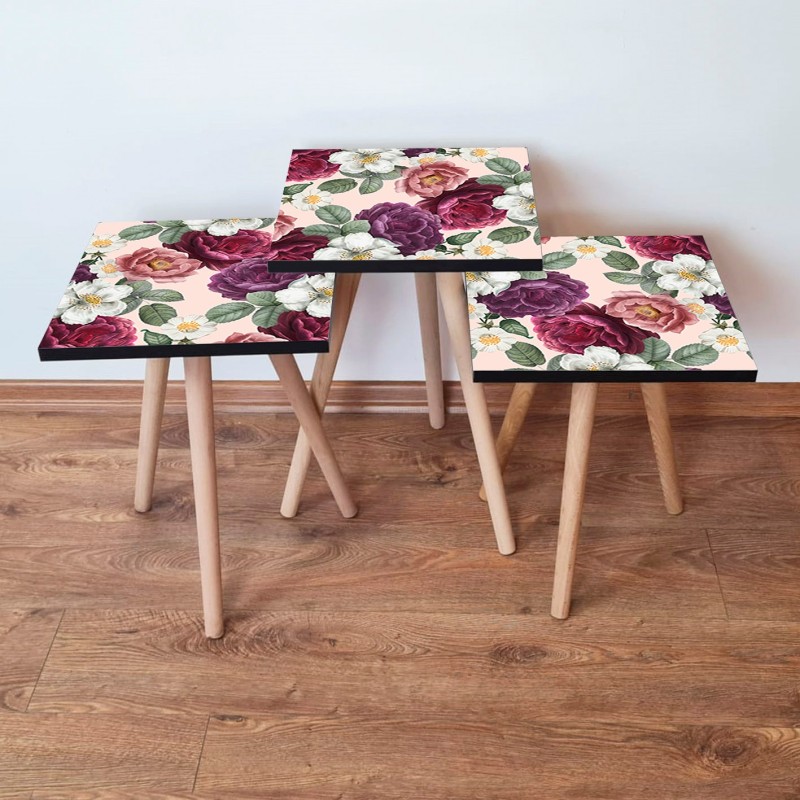 15727_0-800x800 Τραπέζια βοηθητικά Shape σαλονιού 3 τεμάχια Multicolor MDF ξύλινα πόδια 35x52cm ed15727 - Image 1