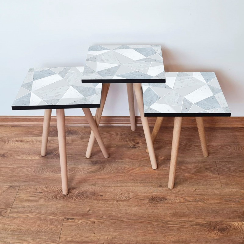 15728_0-800x800 Τραπέζια βοηθητικά Shape σαλονιού 3 τεμάχια γαλάζιο γκρι MDF ξύλινα πόδια 35x52cm ed15728 - Image 1