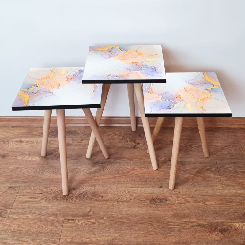 15729_0-800x800 Τραπέζια βοηθητικά Shape σαλονιού 3 τεμάχια multicolor MDF ξύλινα πόδια 35x52cm ed15729 - Image 1