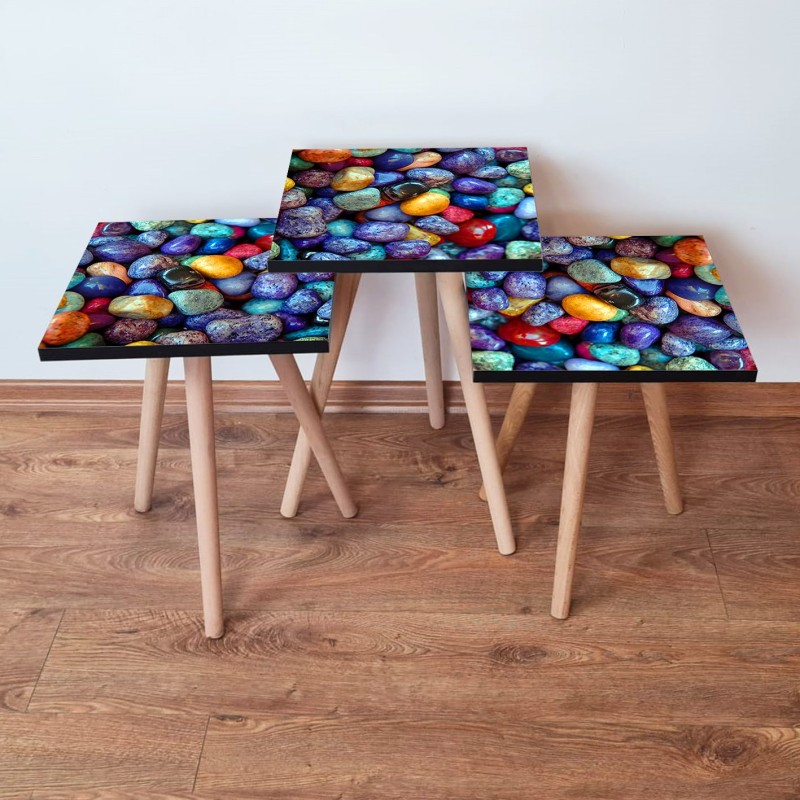 15733_0-800x800 Τραπέζια βοηθητικά Shape σαλονιού 3 τεμάχια Multicolor MDF ξύλινα πόδια 35x52cm ed15733 - Image 1