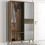 Έπιπλο εισόδου Marvin καρυδί σκούρο πράσινο μελαμίνη 120x35x192εκ ed1573