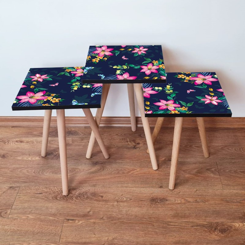 15742_0-800x800 Τραπέζια βοηθητικά Shape σαλονιού 3 τεμάχια multicolor MDF ξύλινα πόδια 35x52cm ed15742 - Image 1