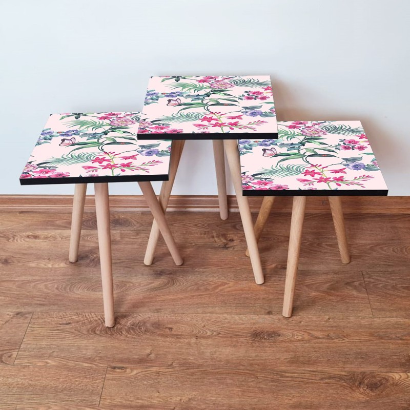 15745_0-800x800 Τραπέζια βοηθητικά Shape σαλονιού 3 τεμάχια multicolor MDF ξύλινα πόδια 35x52cm ed15745 - Image 1