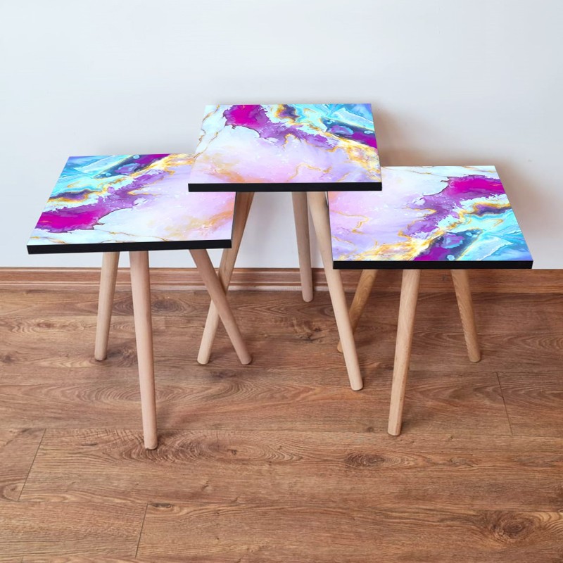 15749_0-800x800 Τραπέζια βοηθητικά Shape σαλονιού 3 τεμάχια multicolor MDF ξύλινα πόδια 35x52cm ed15749 - Image 1