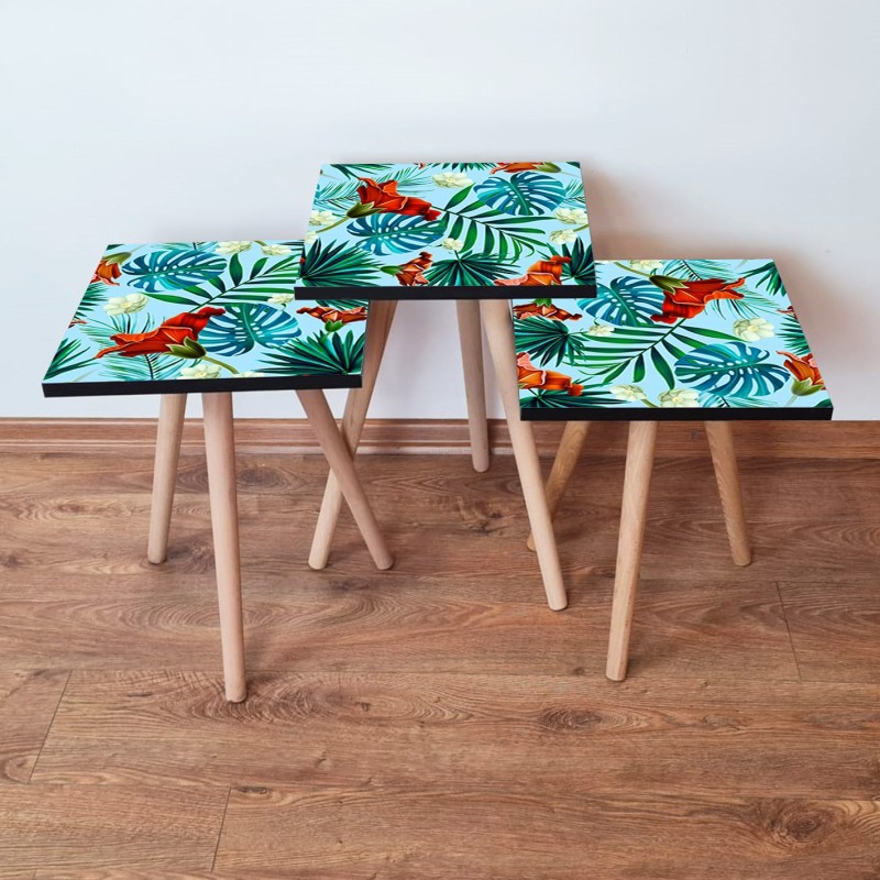 15752_0-800x800 Τραπέζια βοηθητικά Shape σαλονιού 3 τεμάχια multicolor MDF ξύλινα πόδια 35x52cm ed15752 - Image 1