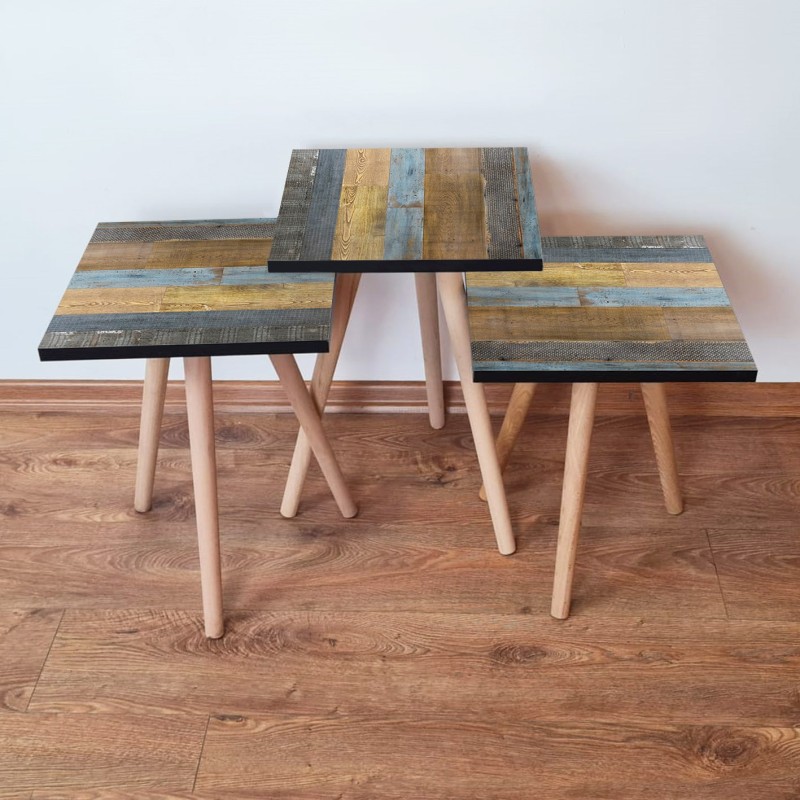 15753_0-800x800 Τραπέζια βοηθητικά Shape σαλονιού 3 τεμάχια multicolor MDF ξύλινα πόδια 35x52cm ed15753 - Image 1