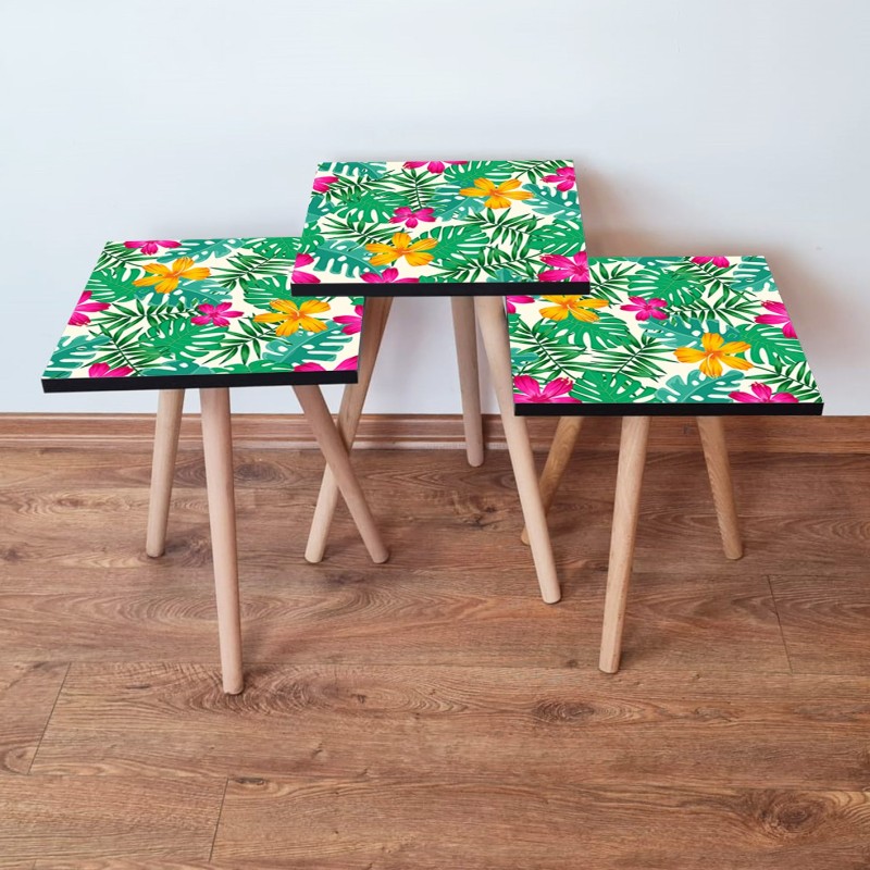 15761_0-800x800 Τραπέζια βοηθητικά Shape σαλονιού 3 τεμάχια multicolor MDF ξύλινα πόδια 35x52cm ed15761 - Image 1