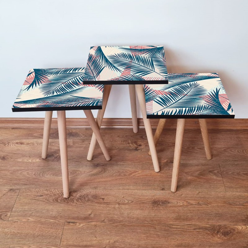 15763_0-800x800 Τραπέζια βοηθητικά Shape σαλονιού 3 τεμάχια navy ble salmon κρεμ MDF ξύλινα πόδια 35x52cm ed15763 - Image 1