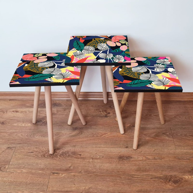 15764_0-800x800 Τραπέζια βοηθητικά Shape σαλονιού 3 τεμάχια multicolor κρεμ MDF ξύλινα πόδια 35x52cm ed15764 - Image 1