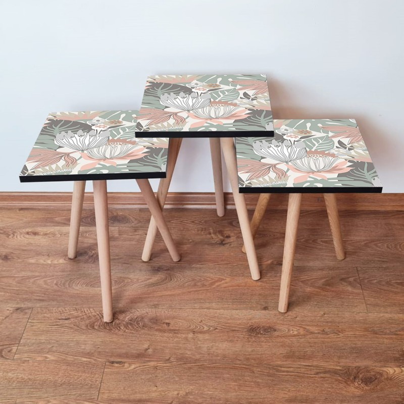 15768_0-800x800 Τραπέζια βοηθητικά Shape σαλονιού 3 τεμάχια multicolor MDF ξύλινα πόδια 35x52cm ed15768 - Image 1