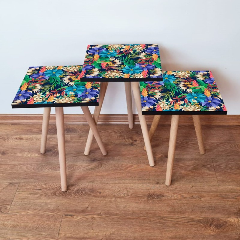 15770_0-800x800 Τραπέζια βοηθητικά Shape σαλονιού 3 τεμάχια multicolor MDF ξύλινα πόδια 35x52cm ed15770 - Image 1