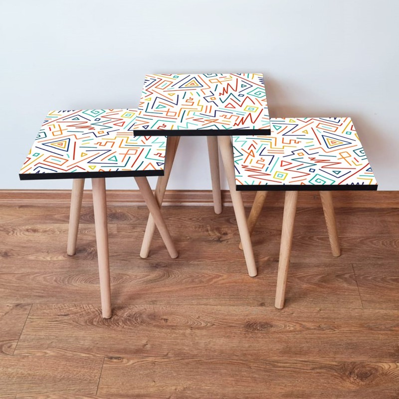 15772_0-800x800 Τραπέζια βοηθητικά Shape σαλονιού 3 τεμάχια multicolor MDF ξύλινα πόδια 35x52cm ed15772 - Image 1