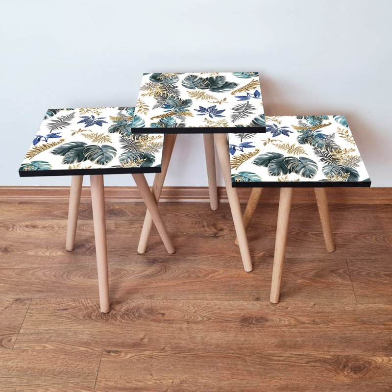 15773_0-800x800 Τραπέζια βοηθητικά Shape σαλονιού 3 τεμάχια navy blue μπεζ πράσινο χρυσό MDF ξύλινα πόδια 35x52cm ed15773 - Image 1