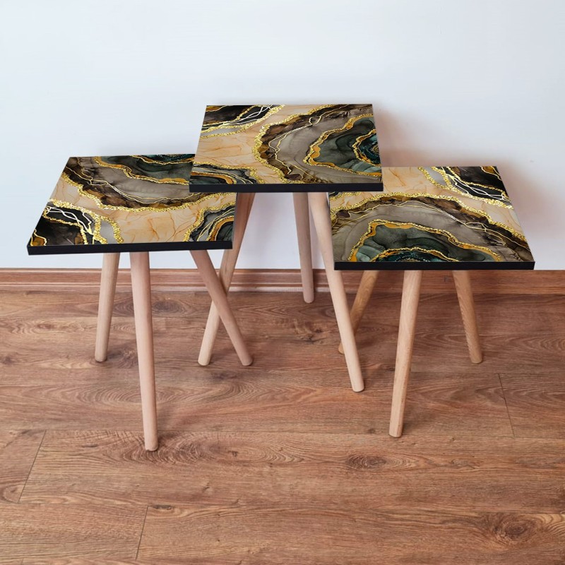 15775_0-800x800 Τραπέζια βοηθητικά Shape σαλονιού 3 τεμάχια multicolor MDF ξύλινα πόδια 35x52cm ed15775 - Image 1